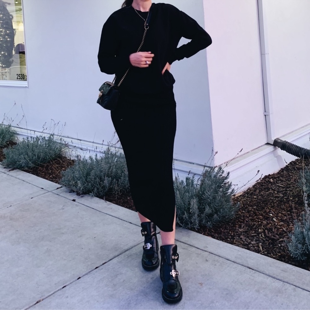 ZARA Ribbed Tube Bandage Midi Skirt